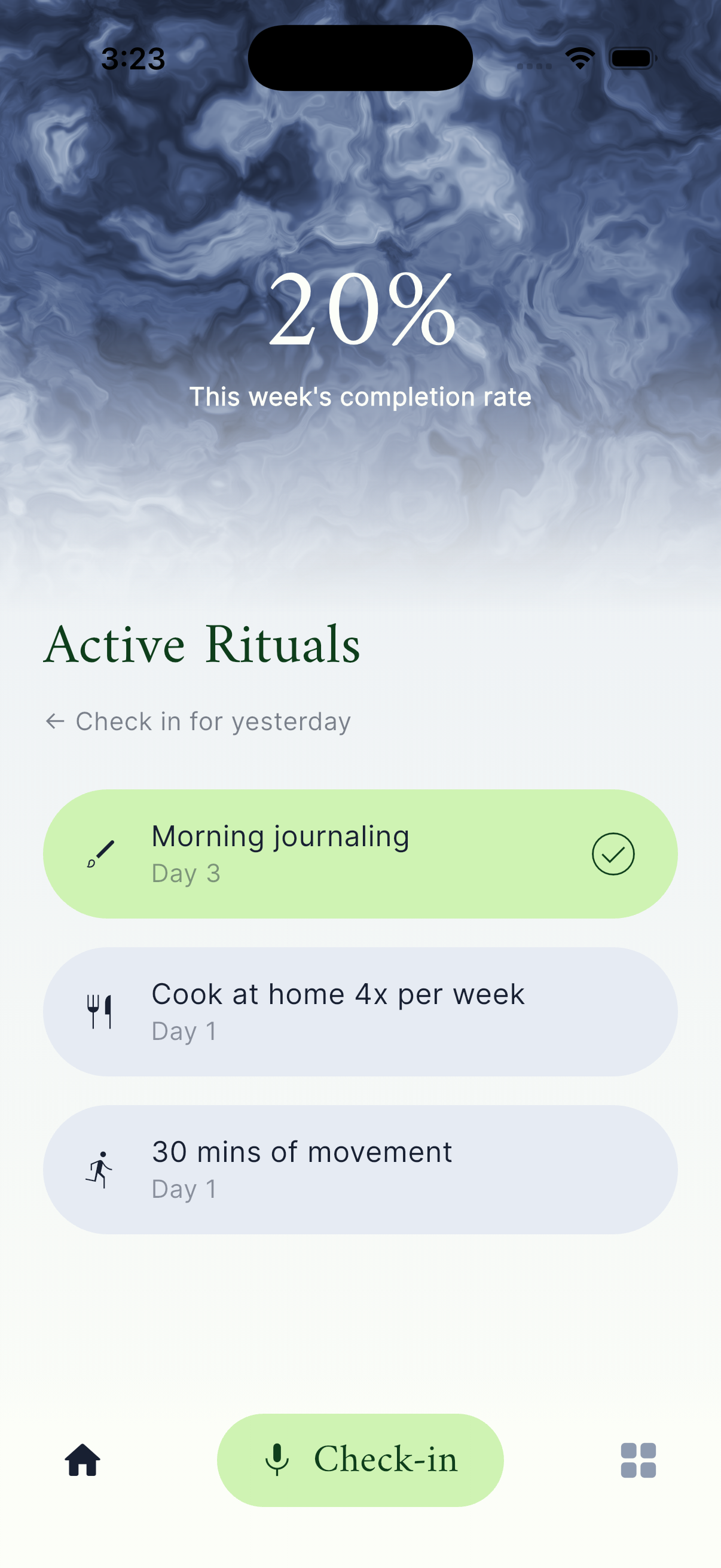 Kue app home screen